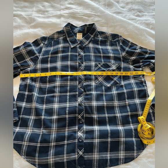 Faded Glory Womens XXL Blue/White Long Sleeve Plaid Shirt - Picture 4 of 15
